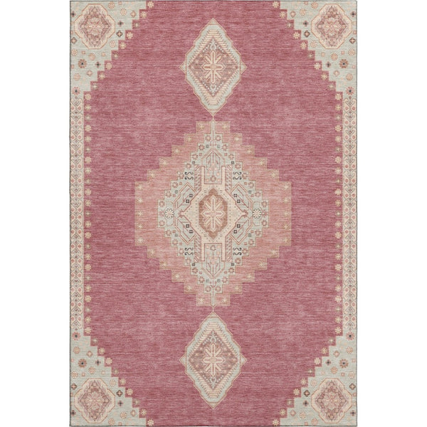 HomeRoots 10' X 14' Blush Gray & Pink Oriental Washable Area Rug - Elegant, UV-Protected, Family-Friendly Design 679552