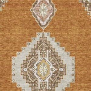 HomeRoots 5' X 8' Copper Gold Beige Oriental Area Rug - Washable, UV Protected, Durable & Stylish for Homes 679554