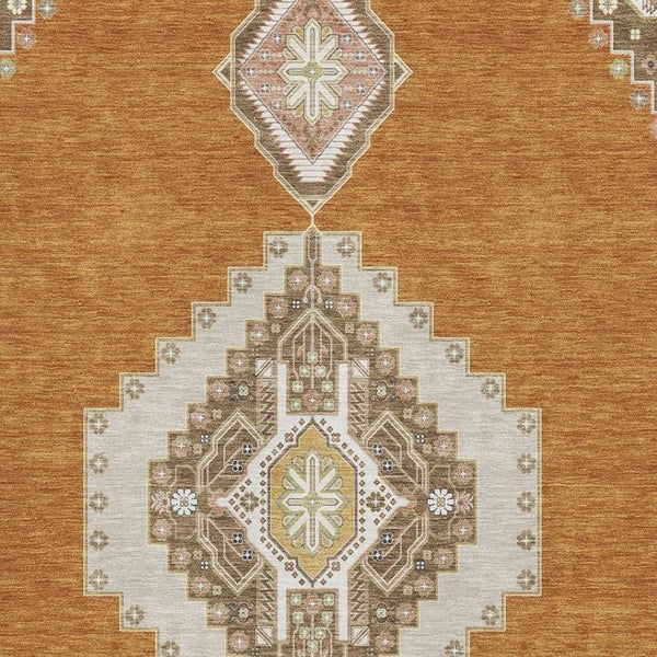 HomeRoots 5' X 8' Copper Gold Beige Oriental Area Rug - Washable, UV Protected, Durable & Stylish for Homes 679554