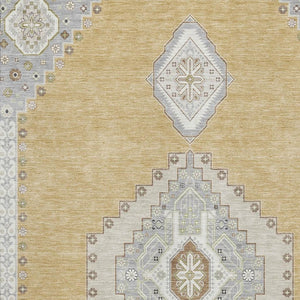HomeRoots 5' X 8' Gold Ivory Gray Oriental Area Rug - Washable, UV Protected, Stain Resistant for Any Room 679566