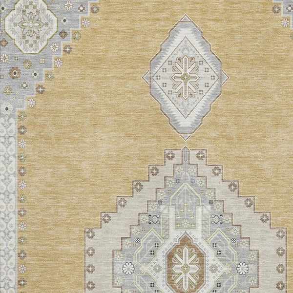 HomeRoots 5' X 8' Gold Ivory Gray Oriental Area Rug - Washable, UV Protected, Stain Resistant for Any Room 679566