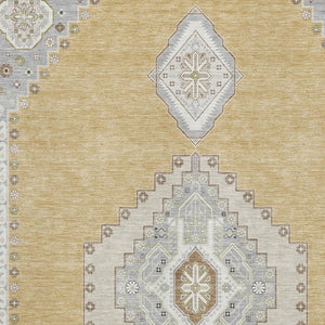 HomeRoots 10' X 14' Elegant Gold Ivory Gray Oriental Area Rug – Stain Resistant, UV Protected & Easy Care! 679570