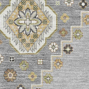 HomeRoots 5' X 8' Elegant Gray Gold Beige Oriental Washable Area Rug with UV Protection for Busy Homes 679572