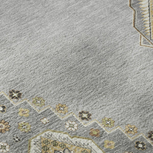 HomeRoots 10' Gray, Gold & Beige Oriental Washable Area Rug - UV Protected, Stain-Resistant for Active Homes 679576