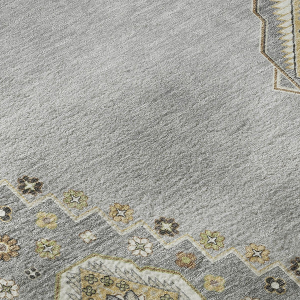 HomeRoots 10' Gray, Gold & Beige Oriental Washable Area Rug - UV Protected, Stain-Resistant for Active Homes 679576