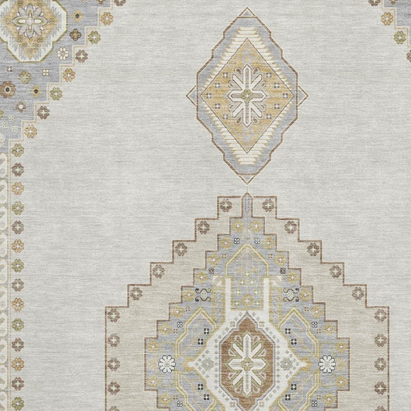 HomeRoots 8' X 10' Elegant Ivory Gray Beige Oriental Washable Area Rug - UV Protected, Stain Resistant & Durable! 679580