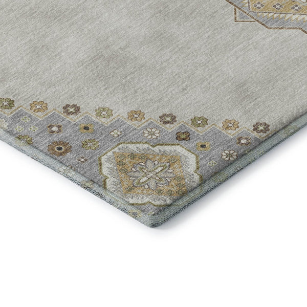 HomeRoots 9' X 12' Ivory Gray Beige Oriental Washable Area Rug with UV Protection for High-Traffic Spaces 679581