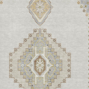 HomeRoots 9' X 12' Ivory Gray Beige Oriental Washable Area Rug with UV Protection for High-Traffic Spaces 679581