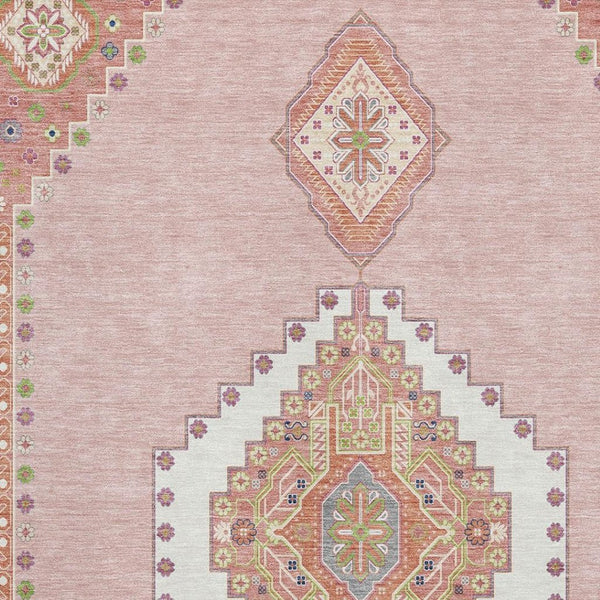 HomeRoots 5' X 8' Pink Ivory Gray Oriental Area Rug – Washable, Stain Resistant, UV Protected for Lasting Beauty 679596
