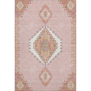 HomeRoots 9' X 12' Elegant Pink Ivory Gray Oriental Area Rug - Washable, UV Protected, Durable & Stylish Decor 679599