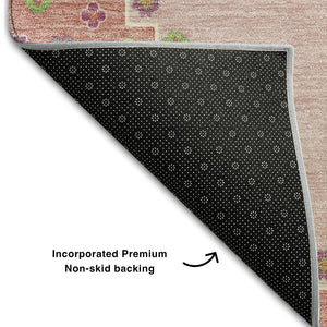 HomeRoots 9' X 12' Elegant Pink Ivory Gray Oriental Area Rug - Washable, UV Protected, Durable & Stylish Decor 679599