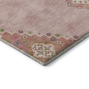 HomeRoots 9' X 12' Elegant Pink Ivory Gray Oriental Area Rug - Washable, UV Protected, Durable & Stylish Decor 679599