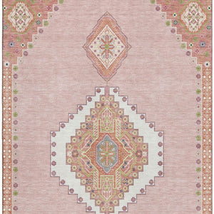 HomeRoots 9' X 12' Elegant Pink Ivory Gray Oriental Area Rug - Washable, UV Protected, Durable & Stylish Decor 679599