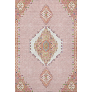 HomeRoots 9' X 12' Elegant Pink Ivory Gray Oriental Area Rug - Washable, UV Protected, Durable & Stylish Decor 679599