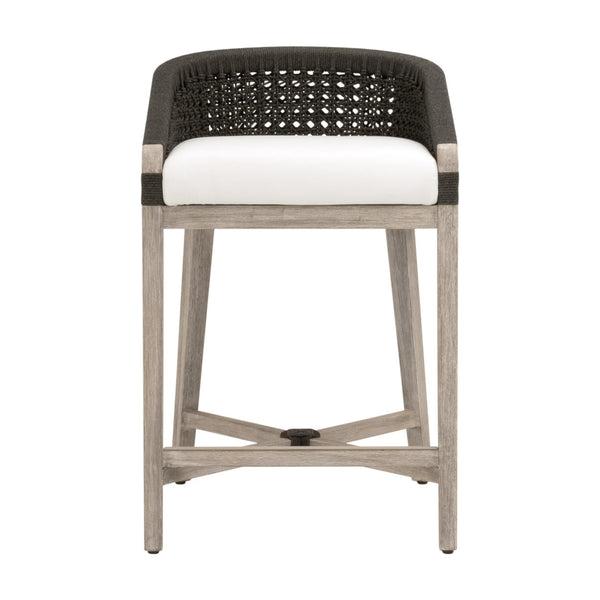 Essentials for Living Montecito Coastal Counter Stool with Woven Rope Seat and Mahogany Base for Bar Areas 6795CS.ANT/LPPRL/NG