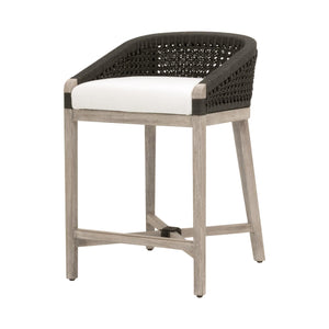 Essentials for Living Montecito Coastal Counter Stool with Woven Rope Seat and Mahogany Base for Bar Areas 6795CS.ANT/LPPRL/NG
