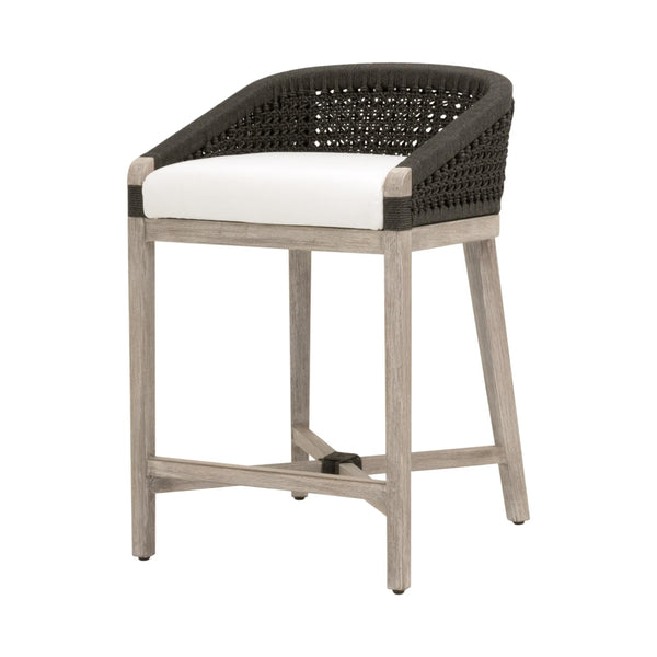 Essentials for Living Montecito Coastal Counter Stool with Woven Rope Seat and Mahogany Base for Bar Areas 6795CS.ANT/LPPRL/NG