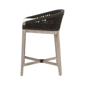 Essentials for Living Montecito Coastal Counter Stool with Woven Rope Seat and Mahogany Base for Bar Areas 6795CS.ANT/LPPRL/NG
