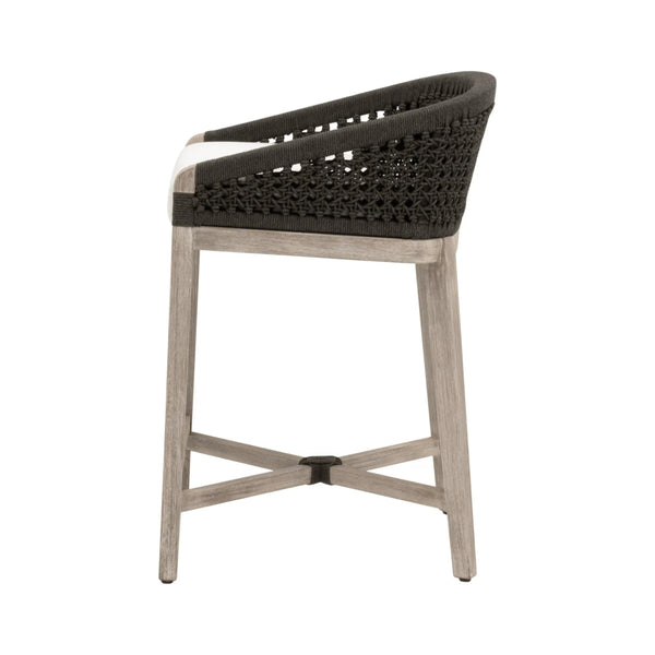 Essentials for Living Montecito Coastal Counter Stool with Woven Rope Seat and Mahogany Base for Bar Areas 6795CS.ANT/LPPRL/NG