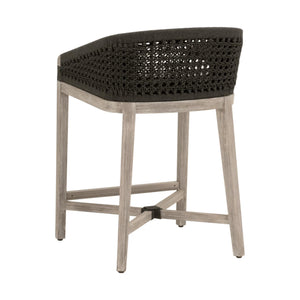 Essentials for Living Montecito Coastal Counter Stool with Woven Rope Seat and Mahogany Base for Bar Areas 6795CS.ANT/LPPRL/NG