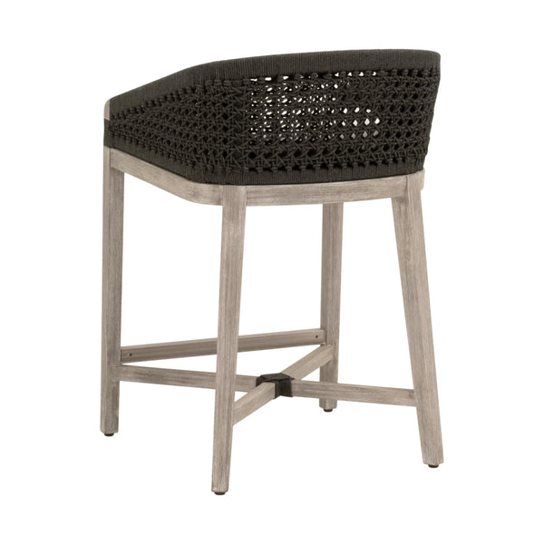 Essentials for Living Montecito Coastal Counter Stool with Woven Rope Seat and Mahogany Base for Bar Areas 6795CS.ANT/LPPRL/NG