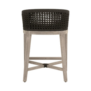 Essentials for Living Montecito Coastal Counter Stool with Woven Rope Seat and Mahogany Base for Bar Areas 6795CS.ANT/LPPRL/NG