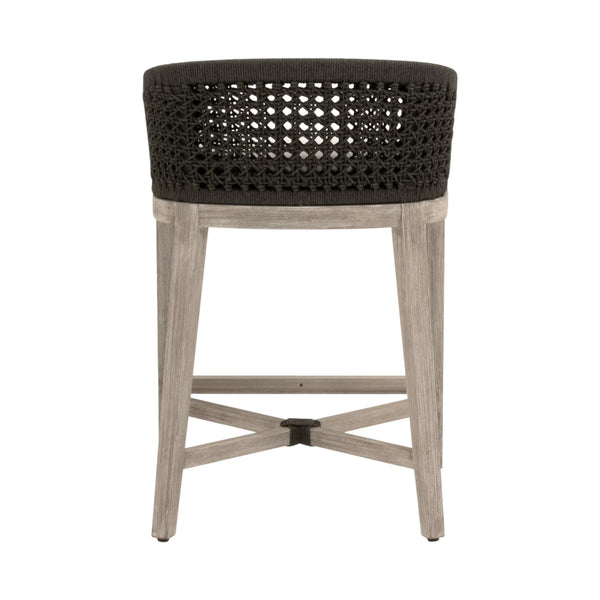 Essentials for Living Montecito Coastal Counter Stool with Woven Rope Seat and Mahogany Base for Bar Areas 6795CS.ANT/LPPRL/NG