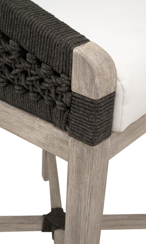 Essentials for Living Montecito Coastal Counter Stool with Woven Rope Seat and Mahogany Base for Bar Areas 6795CS.ANT/LPPRL/NG