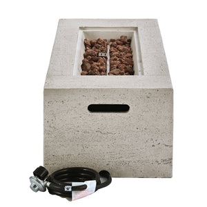 English Elm U_style Rectangular Outdoor Propane Fire Pit Mgo Set with Tank Cover Table Beige+Grey,Light Gray WY000498AAD