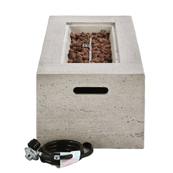 English Elm U_style Rectangular Outdoor Propane Fire Pit Mgo Set with Tank Cover Table Beige+Grey,Light Gray WY000498AAD
