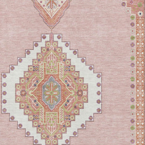 HomeRoots 10' X 14' Pink Ivory and Gray Washable Area Rug – Soft, Stain-Resistant, UV Protected for Every Room 679600