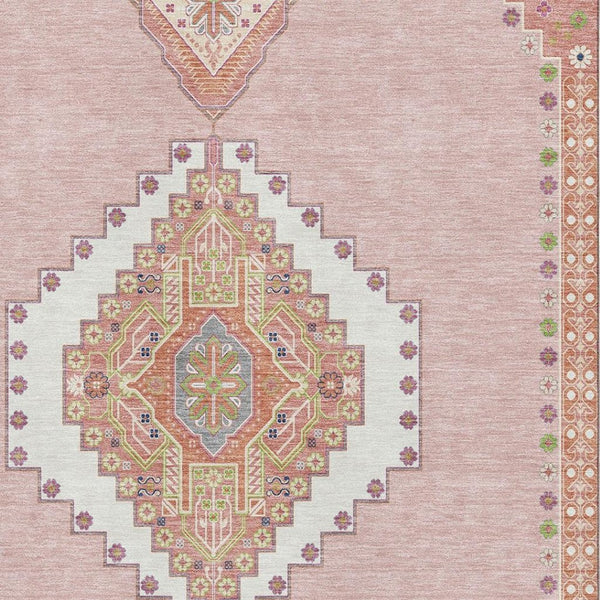 HomeRoots 10' X 14' Pink Ivory and Gray Washable Area Rug – Soft, Stain-Resistant, UV Protected for Every Room 679600