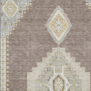 HomeRoots 5' X 8' Washable Taupe Beige & Ivory Oriental Area Rug with Stain Resistance & UV Protection 679608