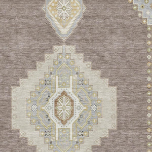 HomeRoots 8' X 10' Taupe Beige & Ivory Oriental Area Rug - Washable, UV Protected, Perfect for High-Traffic Homes 679610