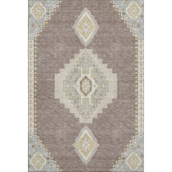 HomeRoots 9' X 12' Elegant Taupe Beige & Ivory Oriental Area Rug – Stain Resistant, UV Protected & Washable! 679611
