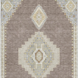 HomeRoots 9' X 12' Elegant Taupe Beige & Ivory Oriental Area Rug – Stain Resistant, UV Protected & Washable! 679611
