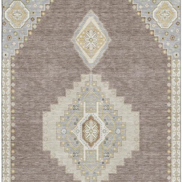 HomeRoots 9' X 12' Elegant Taupe Beige & Ivory Oriental Area Rug – Stain Resistant, UV Protected & Washable! 679611