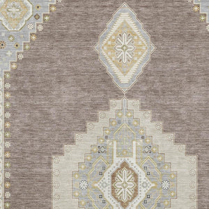 HomeRoots 10' Taupe Beige and Ivory Washable Area Rug - Elegant Oriental Design with UV Protection & Stain Resistance 679612