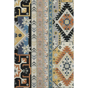 HomeRoots 9' X 12' Southwestern Area Rug in Black, Copper, and Gold - Washable, UV-Protected, Stain-Resistant! 679617