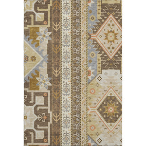 HomeRoots 8' X 10' Southwestern Washable Area Rug - Durable, UV-Protected, Stylish Brown, Gray & Gold Design 679622
