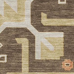 HomeRoots 8' X 10' Southwestern Washable Area Rug - Durable, UV-Protected, Stylish Brown, Gray & Gold Design 679622