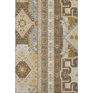 HomeRoots 8' X 10' Southwestern Washable Area Rug - Durable, UV-Protected, Stylish Brown, Gray & Gold Design 679622