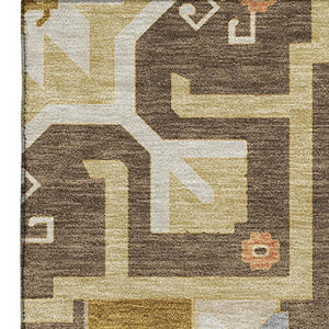 HomeRoots 10' Southwestern Washable Area Rug in Brown, Gray & Gold - UV Protected for Family-Friendly Living 679624