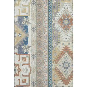 HomeRoots 5' X 8' Southwestern Area Rug in Ivory, Copper & Teal - Washable, UV Protected, Durable & Stylish 679626