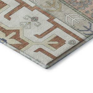 HomeRoots 5' X 8' Southwestern Area Rug in Ivory, Copper & Teal - Washable, UV Protected, Durable & Stylish 679626
