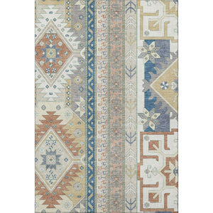 HomeRoots 5' X 8' Southwestern Area Rug in Ivory, Copper & Teal - Washable, UV Protected, Durable & Stylish 679626