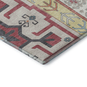HomeRoots 8' Linen Blush and Gray Southwestern Round Rug – Durable, Washable, UV-Protected for Stylish Spaces 679633