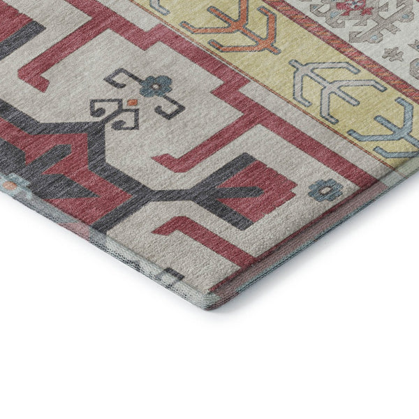 HomeRoots 8' Linen Blush and Gray Southwestern Round Rug – Durable, Washable, UV-Protected for Stylish Spaces 679633