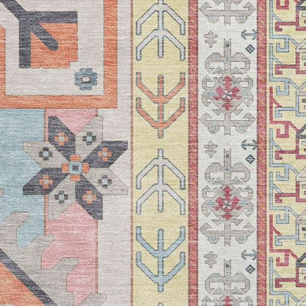 HomeRoots 8' X 10' Stylish Southwestern Washable Area Rug in Linen Blush & Gray with UV Protection & Durability 679634