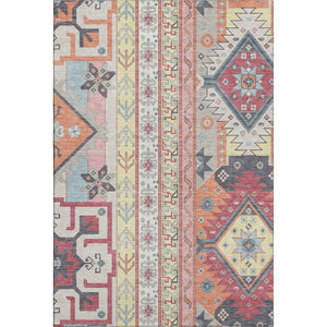 HomeRoots 10' X 14' Southwestern Washable Area Rug - Linen Blush & Gray, UV Protected, Stain Resistant Design 679636